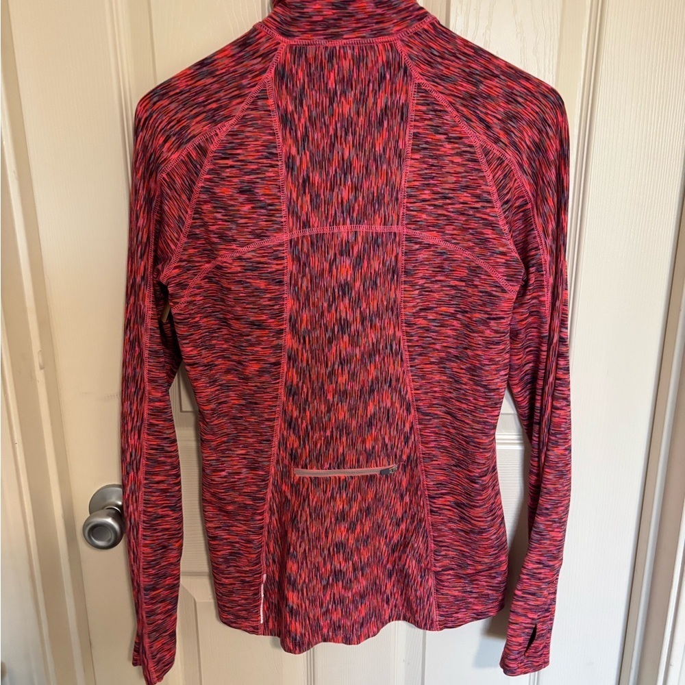 Athleta 1/4 Zip Pullover Pink Orange Running Thumbhole top - Picture 4 of 7